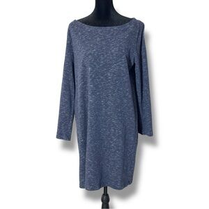 GAP Blue-Gray Sheath Knit Casual Mini Dress Straight Boat Neckline 3/4 Sleeves
